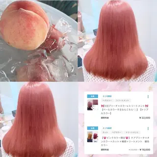 ミディアム カラー 🌷ピンクカラー くどう🌷のヘアスタイル