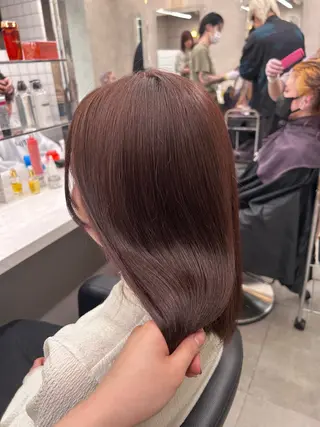 ミディアム カラー パーマ ヘアアレンジ メンズ キッズ ブリーチなしカラー/ ブラウン/レイヤーのヘアスタイル