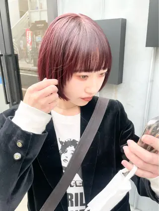 ミディアム カラー スパイラルパーマ 🌐hina⭐️のヘアスタイル