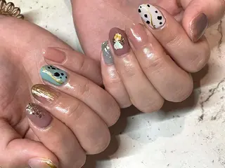 ネイル 韓国/ワンホン/長さ 出しつけ放題🎀のネイルデザイン