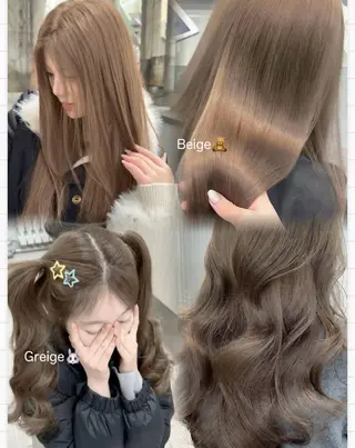 セミロング カラー saho😶️️꙳⟡ ミルクティーベージュのヘアスタイル