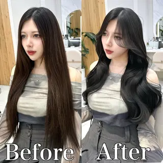 ロング カラー 🇰🇷韓国風くびれ ヘア🇰🇷中村優大のヘアスタイル