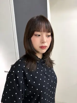 ミディアム カラー 縮毛矯正/韓国/透明 感カラー/NENEのヘアスタイル