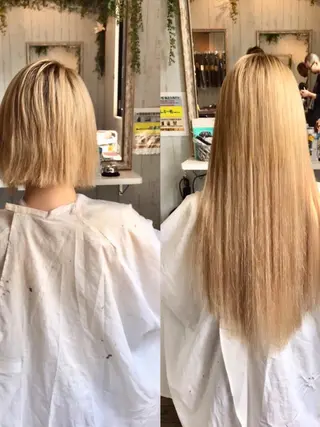ロング カラー ヘアアレンジ 大阪レミーエクステ チビ編み込みのヘアスタイル