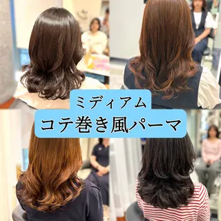 ロング カラー パーマ コテ巻きパーマ💙 シノヤユイのヘアスタイル