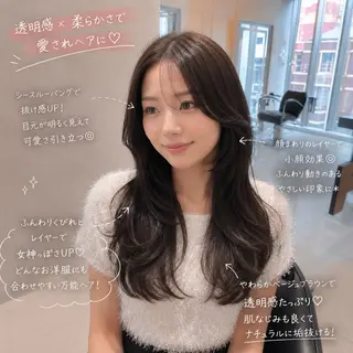 ロング カラー 顔まわり× レイヤー/MIUのヘアスタイル