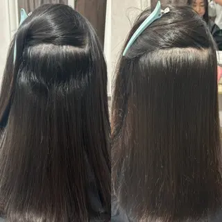 セミロング パーマ 艶カラー／縮毛矯正 ／kana‎🤍のヘアスタイル