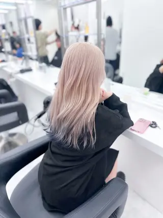ロング カラー ダメージレスブリーチ ×美髪矯正【滝太】のヘアスタイル