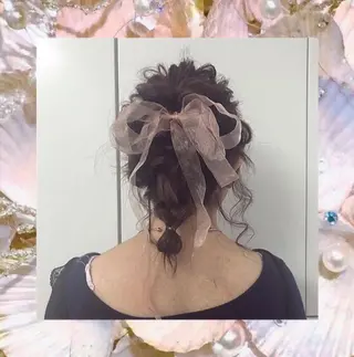 セミロング カラー パーマ ヘアアレンジ 艶カラー/ケアカラー /韓国ヘア/ヒビキのヘアスタイル