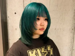 ミディアム カラー 柔め透明感血色カラー 暖色/レイヤー/ゆいのヘアスタイル