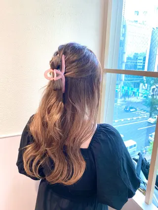 セミロング カラー ヘアアレンジ RIHO/愛されモテ /透明感カラーのヘアスタイル
