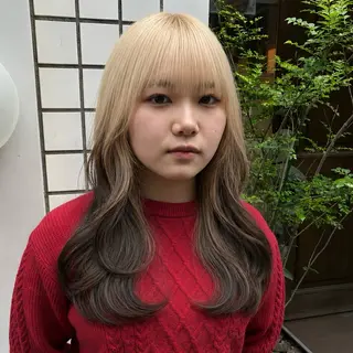 ロング ハイトーン/レイヤー カット/TAKEのヘアスタイル