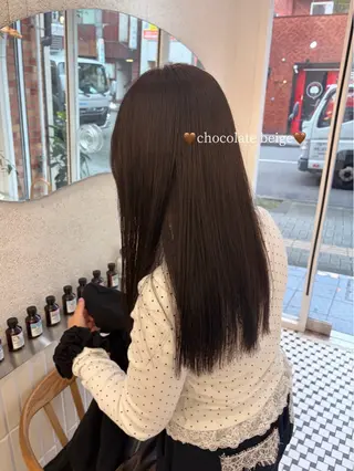 ロング カラー まろやかベージュ🤎 艶カラー🫧リン🔔のヘアスタイル