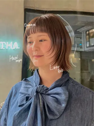 ショート カラー パーマ ヘアアレンジ ✂️ボブ/レイヤー /艶カラー🌷喜美花のヘアスタイル