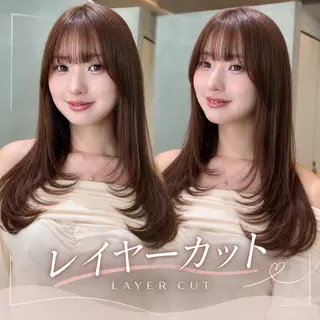 セミロング 透明感カラー🫧縮毛 矯正／ゆめかのヘアスタイル
