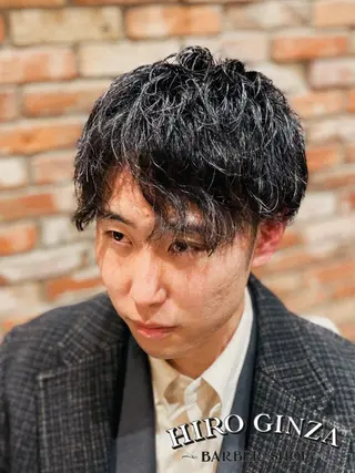 ミディアム パーマ メンズ ヒロ銀座 石川 昂のヘアスタイル