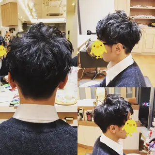 ショート パーマ メンズ 白浜 サキのヘアスタイル