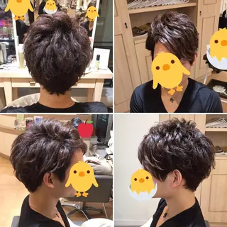 ショート パーマ メンズ 白浜 サキのヘアスタイル