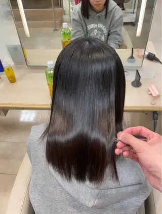 ロング シャドウパーマ／骨格 矯正カット　トモキのヘアスタイル