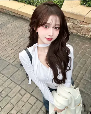 ロング カラー パーマ ヘアアレンジ メンズ キッズ 上品＆韓国風 🥀海心🥀のヘアスタイル