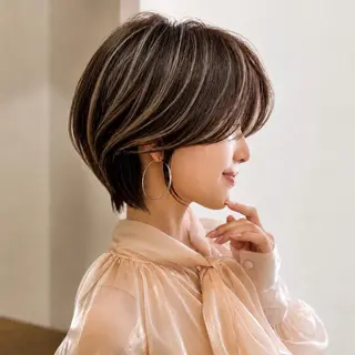 ショート カラー 心斎橋/難波ショート 白髪ぼかし 中尾のヘアスタイル