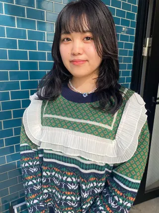 セミロング カラー パーマ ヘアアレンジ メンズ キッズ ネイル マツエク・マツパ アイブロウ パーマスタイル🔅 sayacaのヘアスタイル