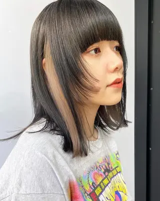 ミディアム カラー ヘアアレンジ 福岡似合わせレイヤー /ウルフ/ハイトーンのヘアスタイル