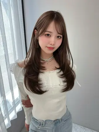 ロング カラー うるツヤ♡顔周り Satsuki୨୧のヘアスタイル