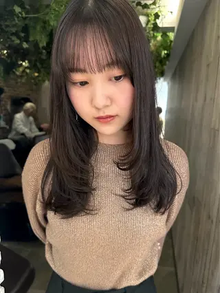 セミロング 艶カラー/フェイス レイヤー/たむのヘアスタイル