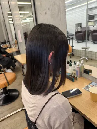 ミディアム 縮毛矯正×髪質改善× 艶髪カラー 吉原和磨のヘアスタイル