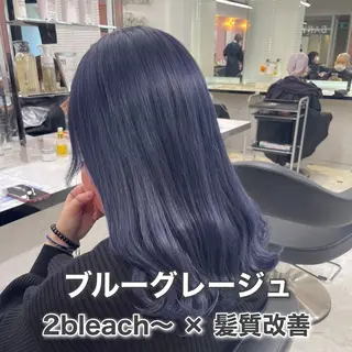 ロング カラー ラベンダー💜 グレージュ🩶のヘアスタイル