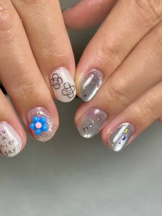 ネイル tsumeya ゆるかわ手描きネイルのネイルデザイン