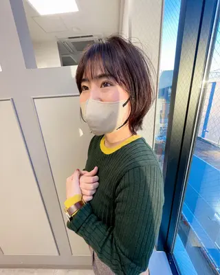 ミディアム カラー 緒方リエ 時短ショート・ボブのヘアスタイル