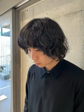 パーマ メンズ 🍀透明感カラー×垢 抜けボブ リクト💥のヘアスタイル