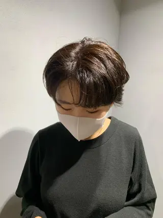 ショート カラー パーマ ヘアアレンジ ボブパーマコテ巻き風 パーマNo1深江秀平のヘアスタイル