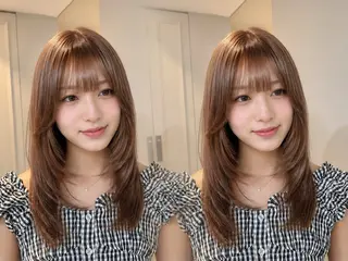 ロング レイヤー/顔まわりカ ット/ハッシュカットのヘアスタイル