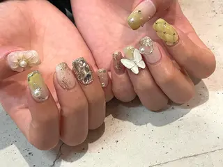ネイル 韓国/ワンホン/長さ 出しつけ放題🎀のネイルデザイン