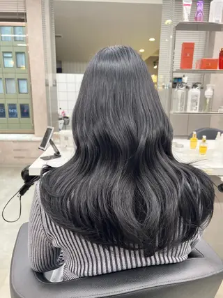 ロング カラー パーマ ヘアアレンジ メンズ キッズ 上品＆韓国風 🥀海心🥀のヘアスタイル