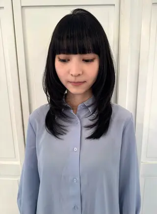 ミディアム ブリーチカラー🎀 韓国風/寺門美優のヘアスタイル