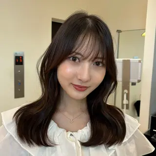 セミロング 結べるレイヤーカット /カラー/あさかのヘアスタイル
