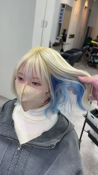ミディアム カラー ヘアアレンジ ✨錦糸町ブリーチ/ ホワイトカラー皇気✨のヘアスタイル