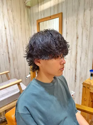 ミディアム パーマ メンズ 増田 祐のヘアスタイル