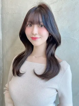 セミロング カラー パーマ 銀座✨レイヤーカット 顔まわり/坂本亜裟海のヘアスタイル