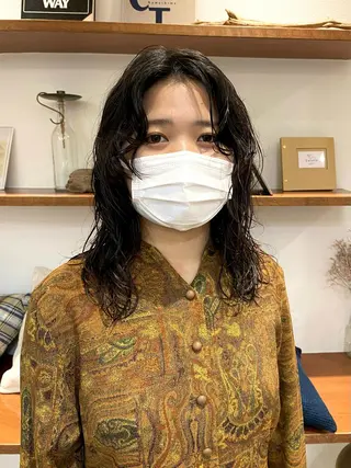 ミディアム パーマ ショート& パーマ　坂本のヘアスタイル