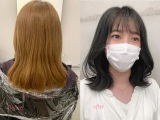 ミディアム カラー 透明感カラー✂︎ /縮毛矯正/YUKAのヘアスタイル