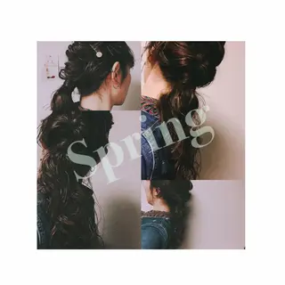 セミロング パーマ ヘアアレンジ くるくるパーマ aikoのヘアスタイル