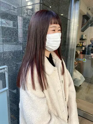 ロング カラー オリーブ/アッシュ やわらか透明感カラーのヘアスタイル