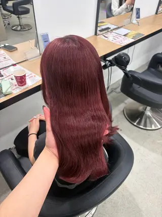 ロング カラー 💗愛され暖色💗 ピンク/レッド💗のヘアスタイル