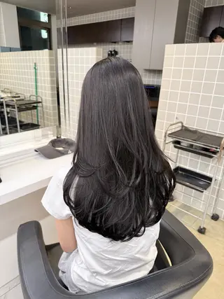 ロング カラー パーマ ヘアアレンジ メンズ キッズ 上品＆韓国風 🥀海心🥀のヘアスタイル