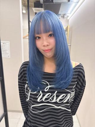 セミロング カラー ブリーチデザインカラ レイヤーカット風雅のヘアスタイル